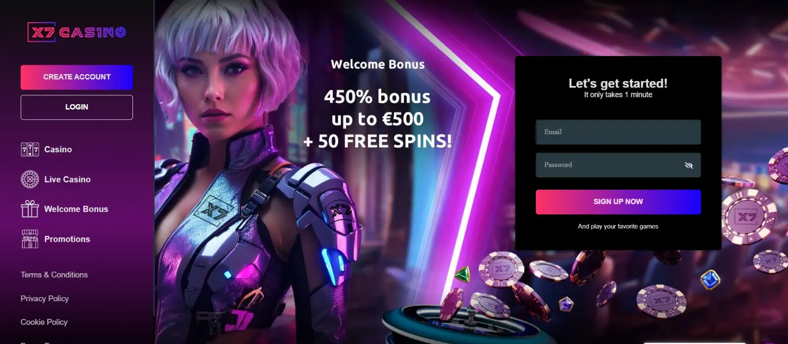 X7 Casino interface